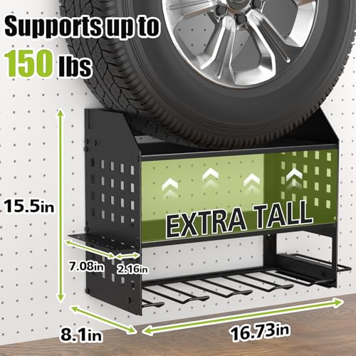 Image of SUNALLY Power Tool Organizer Wall Mount with Charging Station,3 Layer Heavy Duty Metal Tool Storage Rack with 4 Drill Holders, Power Tool Shelf for Garage, Warehouse, Workshop, Gifts for Men, Husband