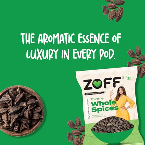 Image of Zoff Premium Black Cardamom - Handpicked, Fresh, Smoky Flavor Black Cardamom Whole with Health Benefits for Culinary Excellence - 25gms (Pack of 3)