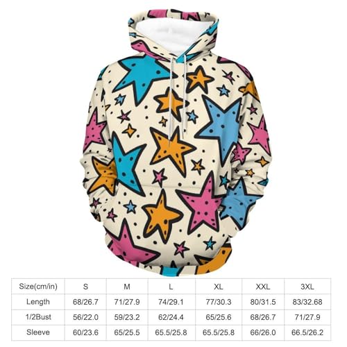 Hoodie étoiles colorées sweat manches longues pour weekend décontracté