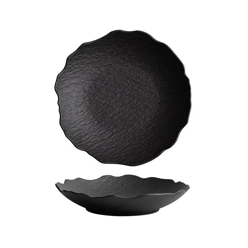 Talerze obiadowe, 23 cm, czarno-białe, ceramiczne, domowe, japońska miska do zupy, talerz obiadowy, przystawka, deser, zastawa stołowa, odpowiednia do kuchni, hotelu, restauracji, kuchni