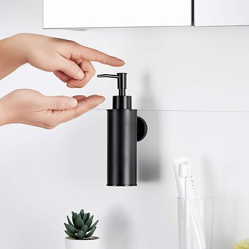 Miniatura 3 de BGL Dispensador de jabón de acero inoxidable 304 para montaje en pared, dispensador de líquido y jabón para cocina y baño (negro, cuadrado)