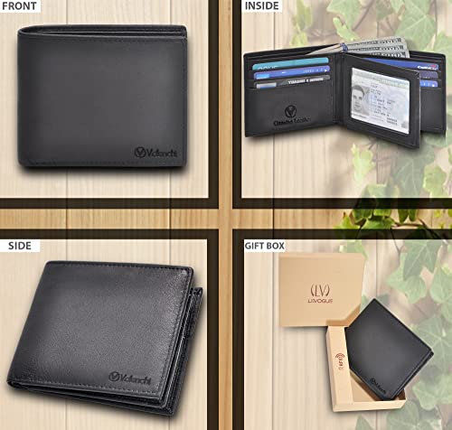 VALENCHI Leather Wallet For Men - RFID Blocking Wallet For Men - Slim Bifold Men's Wallet (Black Nappa)2