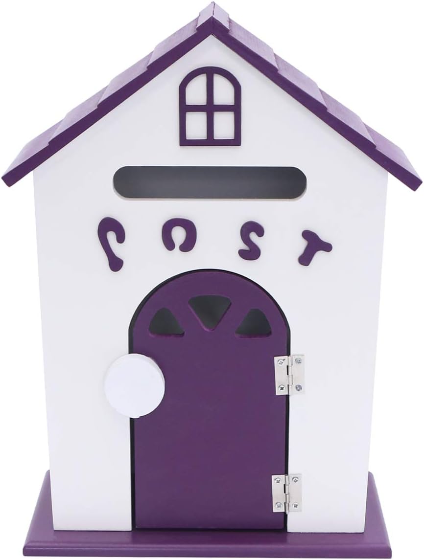 Wood Bird House Mailbox Farmhouse Style Mailbox Metal Decor Hand Decor Metal Trim Rustic Out Door Wall Mount Outdoor Bamboo Safe Purple