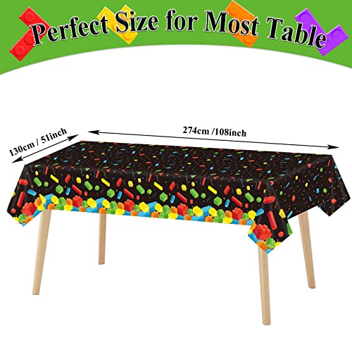 Chiazllta 3 Pcs Building Blocks Party Tablecloth 108 X 51 Inches Building Blocks Theme Party Decorations Disposable Plastic Table Cover For Children Kids Blocks Birthday Party Decor Supplies Favors thumb #1