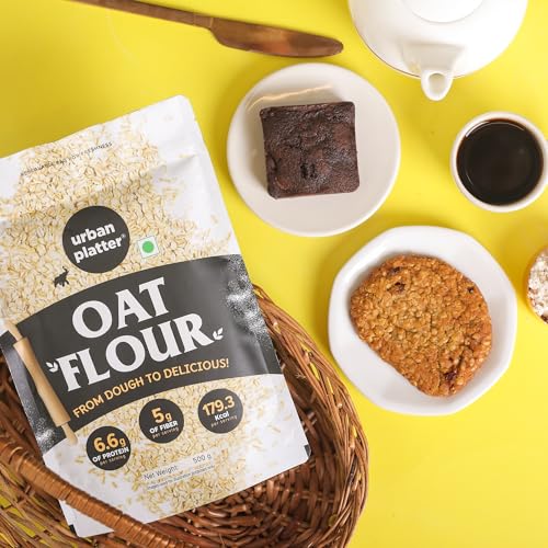 Image of Urban Platter Oats Flour, 500g (Gluten-Free | Fiber-Rich | Ideal for Baking, Pancakes & Smoothies | Made from 100% Whole Oats)
