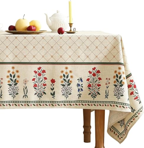 Image of ishro home Premium Dining Table Cover 6 Seater | Table Cover Cloth | Table Cloth 6 Seater - Soft European Fabric, Frill Design, Machine Washable | (Phoolwari Jahan, 56x90 Inch (6-8 Seater))
