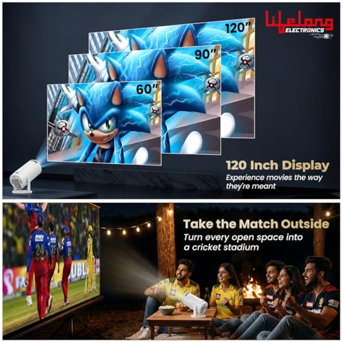 Image of Lifelong Electronics Built-in Live TV Smart Projector | with 90+ Channels (No Subscription Required) | Android, 1080P & 4K Ultra HD Support, 720P Native | for Room & Outdoors | All OTT Apps | WiFi /BT