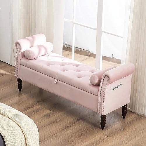 Image of Cleobury Storage Couch Bench Ottoman Bench 2 Seater Sofa Settee for livingroom badroom Office (Pink)