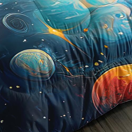Image of AILONEN Sun and Moon Comforter Set Full Size, Magic Clouds Space Planet Starry Bedding Set,3Pcs Soft Microfiber Duvet with 2 Pillowcases