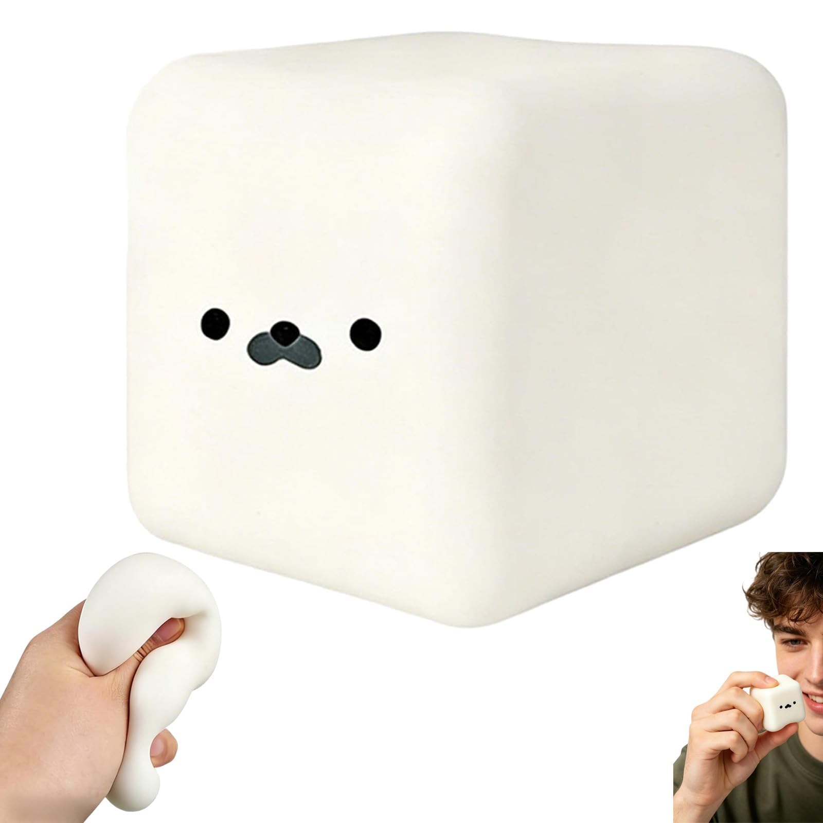 Cheese Squishy Toys – Soft Kawaii Squeeze Fidget Toy for Stress Relief, Cute Sensory Toy for Kids & Adults, Fun Party Favors & Gifts (White)