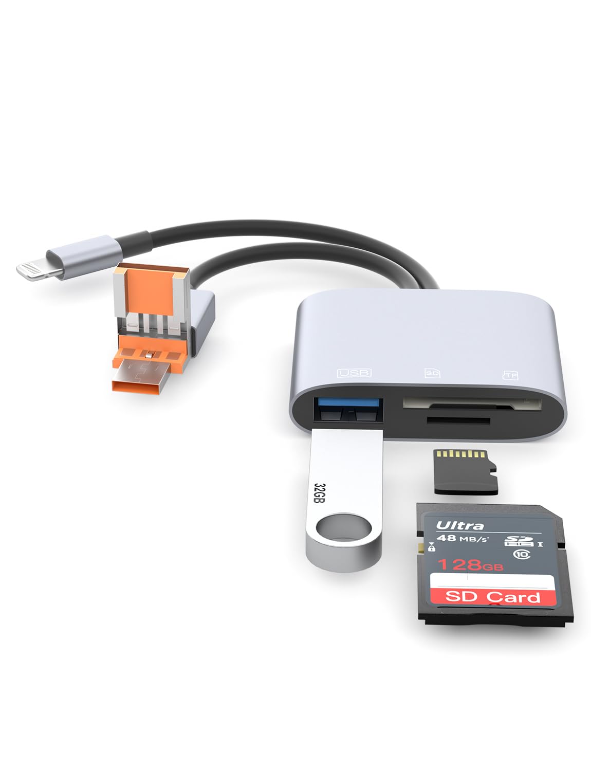 USB-C and Lightning Dual-Interface SD Card Adapter, Camera Memory Card Reader Adapter, Supports SD Cards, Micro SD Cards, and USB 3.0, no Application or Driver Installation Required-picture-23