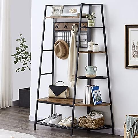 OIAHOMY Coat Rack with Shoe Storage Bench Cover