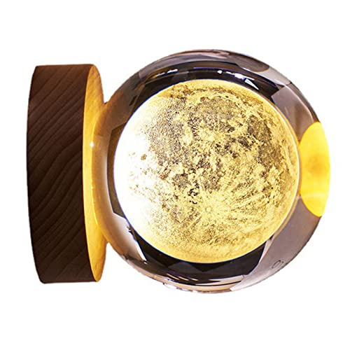 Lampe de nuit lune en cristal 3D pour la décoration du salon et bureau