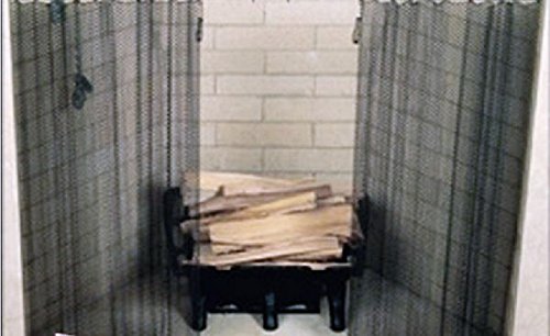 Fireplace Replacement Black Hanging Mesh Curtain Screens Two (2) Panels 18" High X 24" Wide With Pulls #TOP3