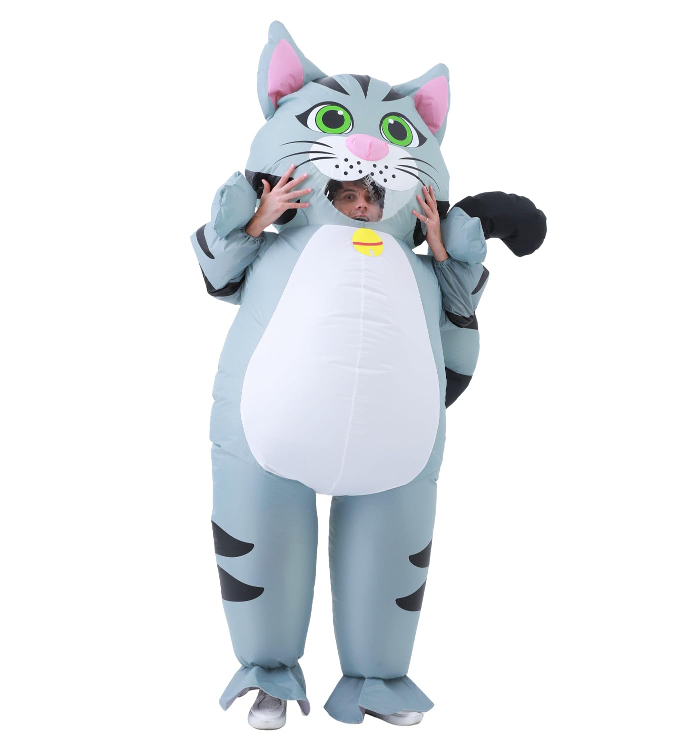 JASHKE Costume Chat Gonflable Adulte Costumes d'Halloween Gonflables déguisement Chat Gonflable Adulte
