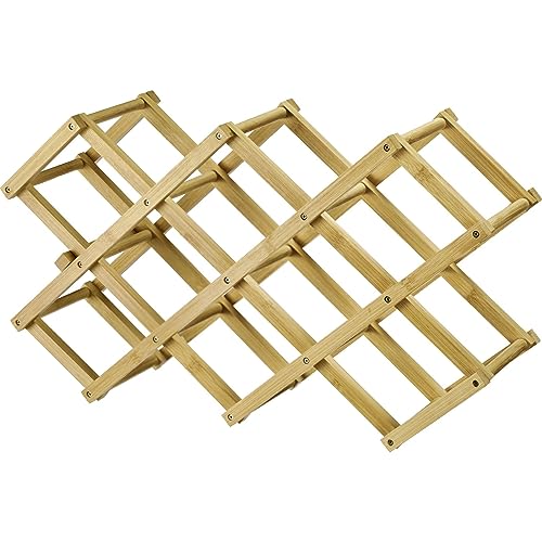 Westmark Estante para vinos Bene – botellero Plegable, Estrecho botellero de Madera para hasta 10 Botellas, Estable y Ahorra Espacio, Elegante presentación – bambú