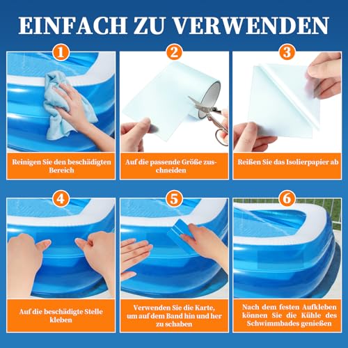 AHIKY Pool Reparaturset, Transparentes Unterwasser Klebeband 10cm x 250cm, Pool Flicken Selbstklebend Wasserdichtes Flex Tape, PVC Abdichtband für Aufblasbare Hüpfburg,Planschbecken,Luftmatratz