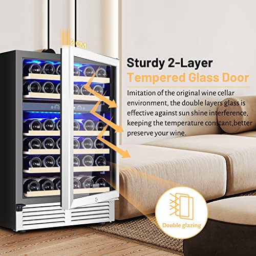 Image of BODEGA 24-Inch 46 Bottle Dual Zone Wine Fridge, Built-In or Freestanding