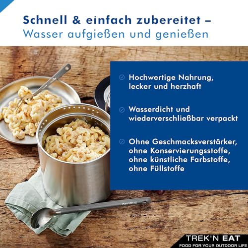 TREK'N EAT Käsenudeln mit Röstzwiebeln PS1000+ – Kalorienreiche Outdoor-Mahlzeit für Expeditionen, Trekking & Notfallvorsorge – Bild 6