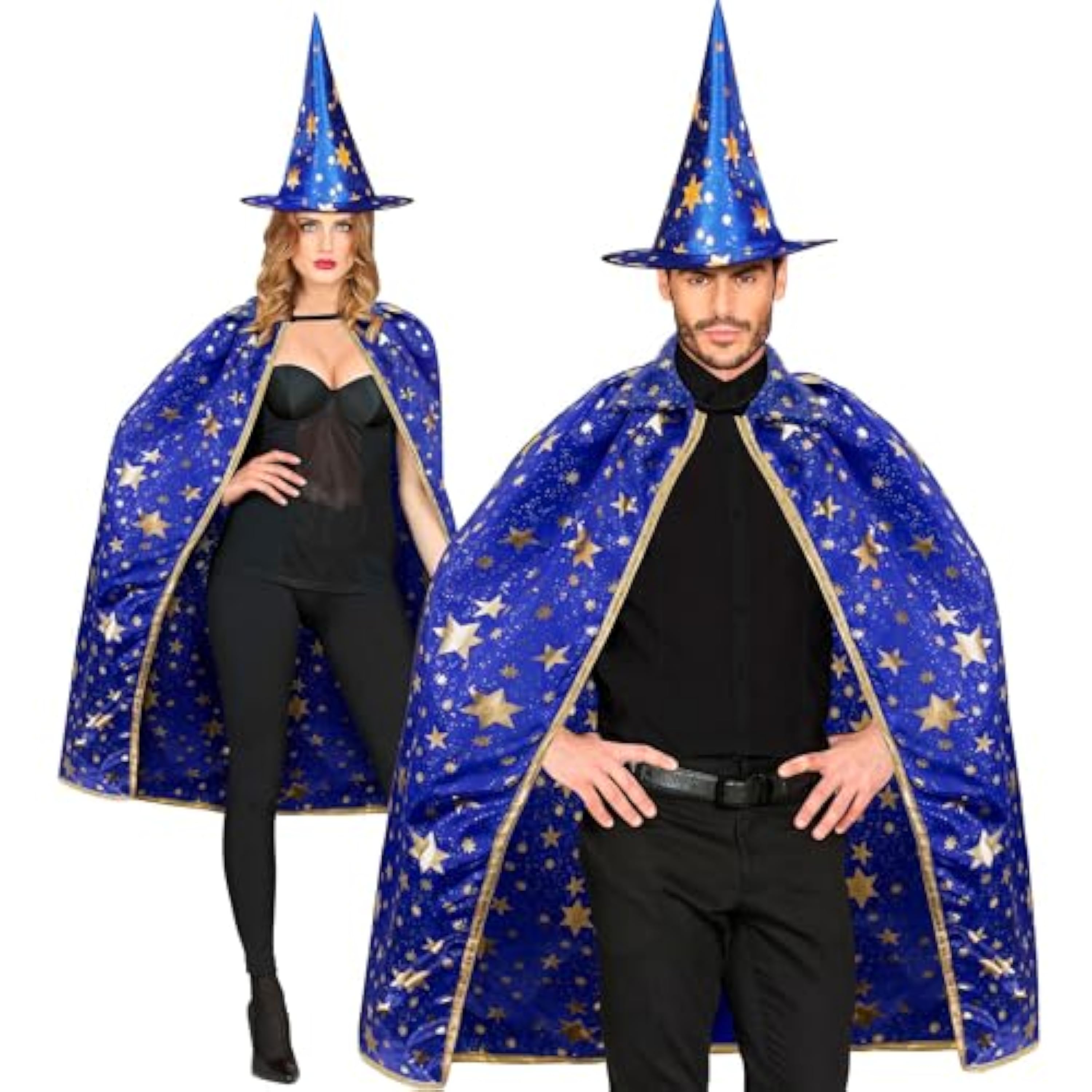 W WIDMANN MILANO Party Fashion - Disfraz de Mago para adulto, capa (85 cm) con sombrero, mago, bruja