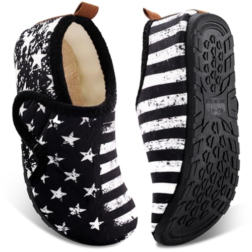 Image of Ibeauti Women Mens House Slippers Lightweight Comfy Barefoot Slipper Socks Rubber Sole House Shoes for Indoor /Outdoor Bedroom Travel