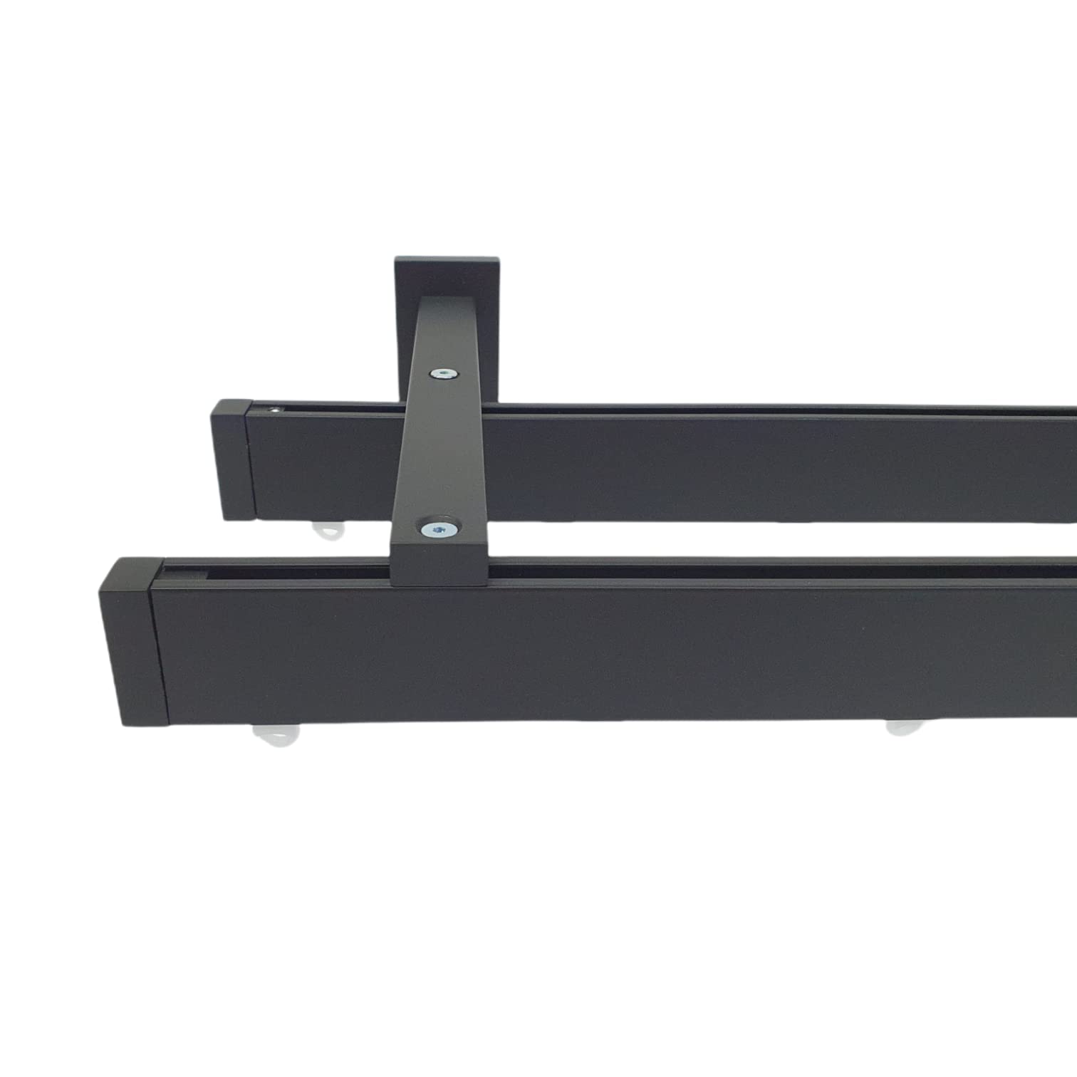Globalcorporation Bastone Per Tenda Nero Minimal a Soffitto e Parete Doppio o Singolo Bastoni Moderni Binari da tende Scorritenda Riloga Zineffa Tendaggi Alluminio kit(140 Centimetri A Parete,NERO)