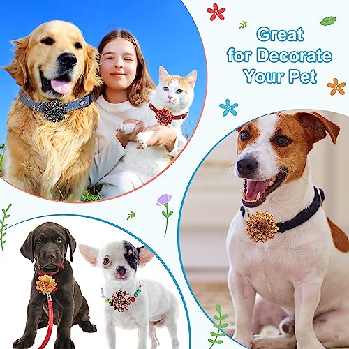 Windspeed 20Pcs Dog Flower Collar Accessory, Multi-Color Pet Flower Collars Dog Bow Tie Charms for Puppy Collar Grooming Accessories - Image 2