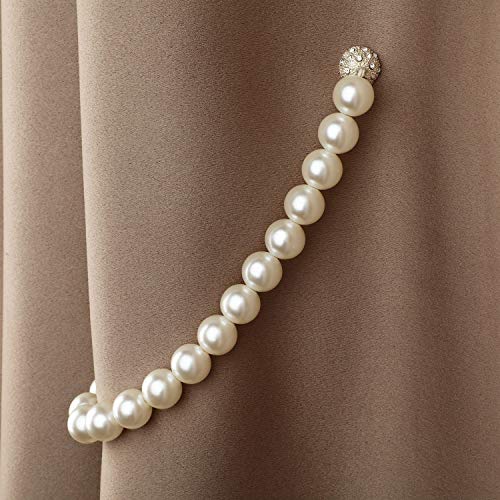 Curtain Tiebacks, Elegant Pearl Magnetic Curtain Tieback Decorative Drapery Holdbacks Rope Holder for Home, Office (2 Pairs) - Image 2