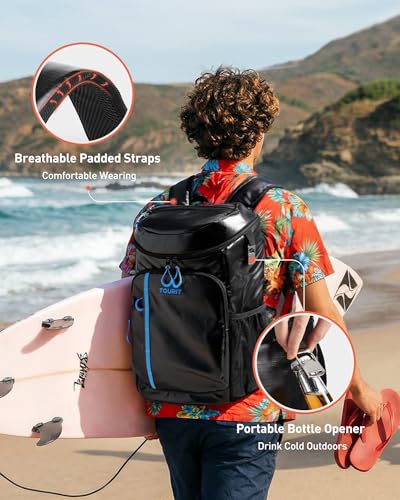 Image of TOURIT Backpack Cooler Insulated, Lightweight Leak Proof Travel Cooler Bag, Soft Waterproof Cooler Backpack for Men Women, Camping Hiking Beach Travel Picnic, Brown 30 Cans