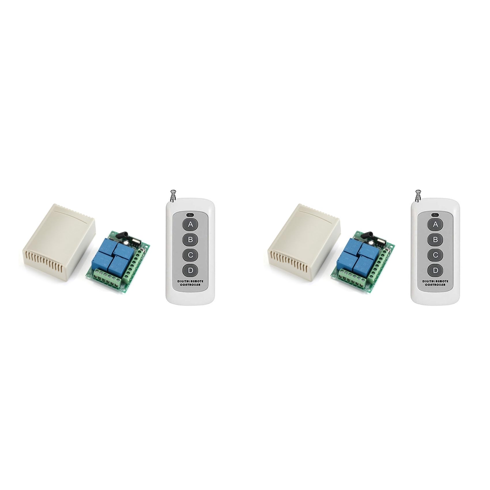 2X Wireless Remote Control Switch with 4 Channel 433Mhz Garage Remote Control