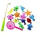 Gioco da pesca giocattolo da bagno con pesci galleggianti e canna da pesca e pesca