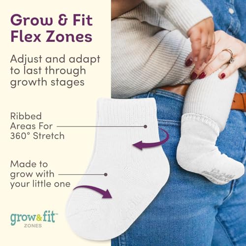 Image of Fruit of the Loom Baby 14-Pack Grow & Fit Flex Zones Cotton Stretch Socks - Unisex, Girls, Boys