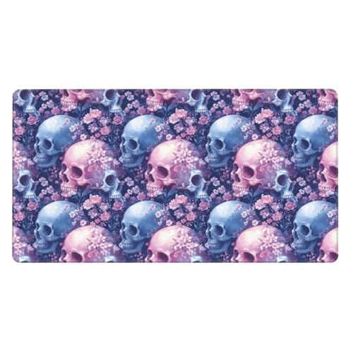 Tapis de souris de jeu XXL Crâne et Rose 40x75cm pour bureau gaming