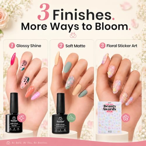Image of Beetles Gel Nail Polish Set, 36 Colors Verse of Flower Gel Polish Kit with Pink White Black Red Purple Blue Yellow Nail Gel, 3Pcs Base Top Coat, Soak Off UV LED Home Manicure Gift for Women
