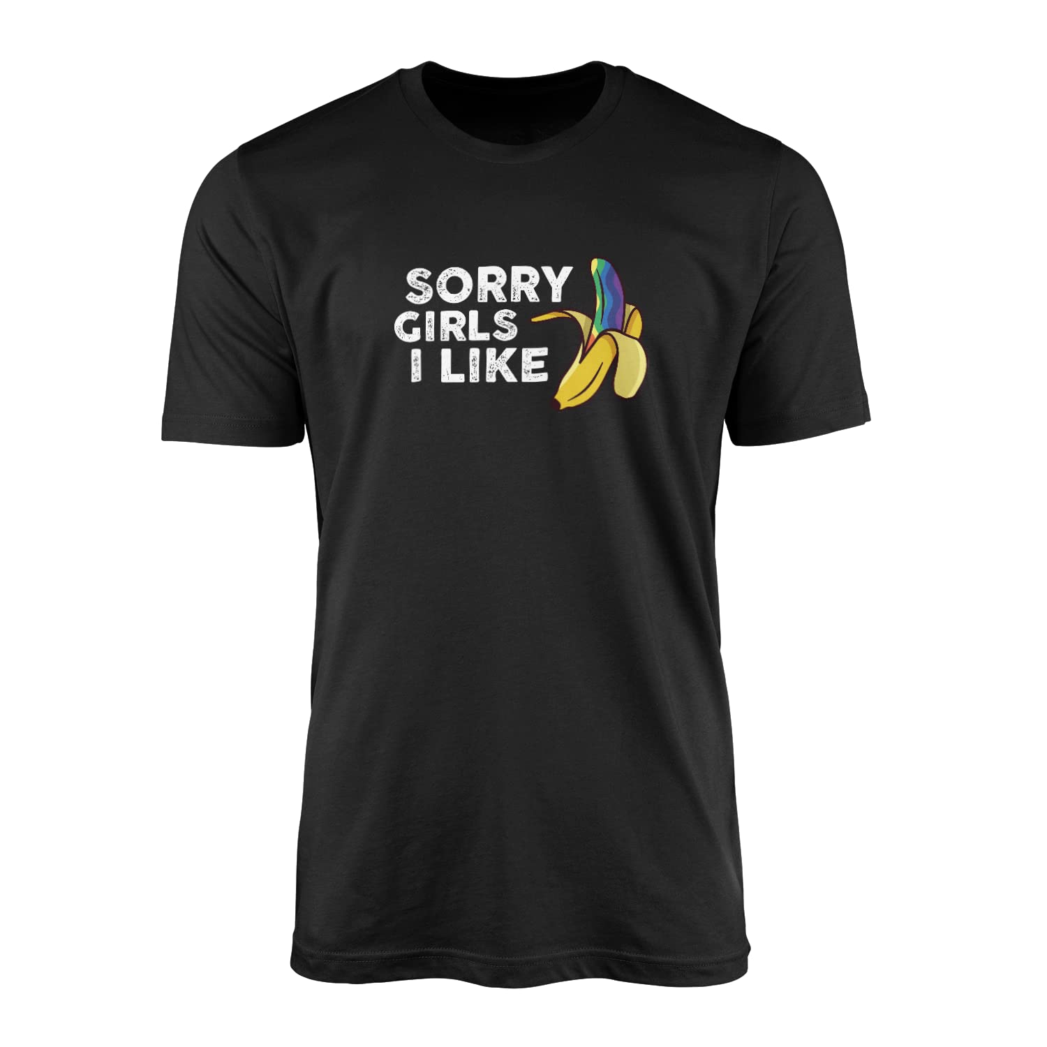 Smartypants Unisex Kids Black Sorry Girls I Like Bananas T-Shirt Top Tee - Funny Fun Joke Rainbow Gay Pride Parade Queer Lgbtq Festival Mens Womens Fashion Clothing Clothes Gift (Medium, )