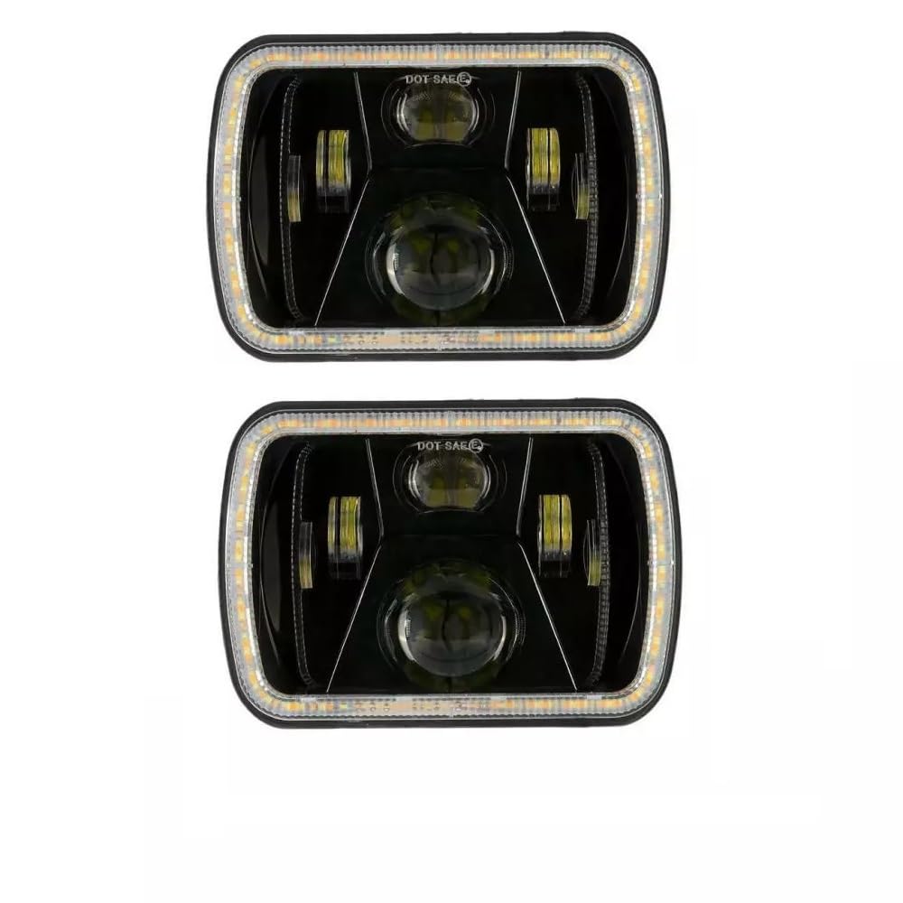 JJ 2 przednie reflektory LED 60 W, 12 V, 24 V, 20 x 14 cm, światła drogowe i mijania, do jazdy dziennej, kabel do jazdy dziennej, z wtyczką do motocykla, samochodu terenowego, 4 x 4 terenowe