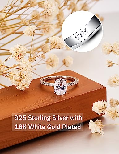 2CT Pear Shaped Engagement Rings for Women Teardrop Sterling Silver Rings with 18K White Gold Plated Cubic Zirconia Wedding Rings for Women Promise Rings for Her2