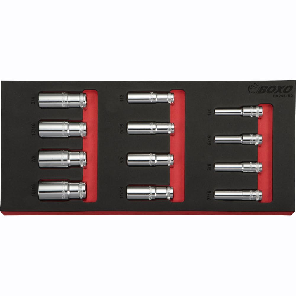 3/8" Drive Deep Imperial Socket Set 12 Point 12 PCE BOXO BX243-R2