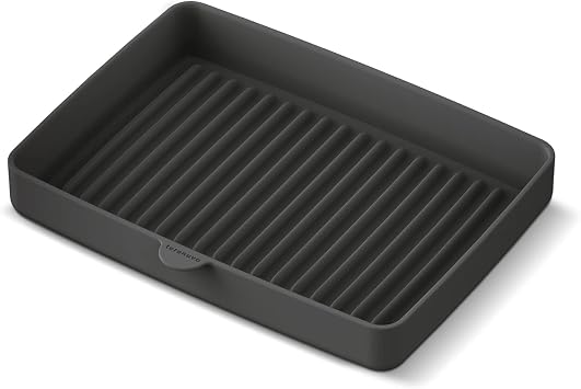 Teranuvo Silicone Oven Tray compatible with BALMUDA The Toaster Oven - safe to use, non toxic, durable, dishwasher safe, heat resistant, silicone liners for air flow and drain oil, non stick Grey