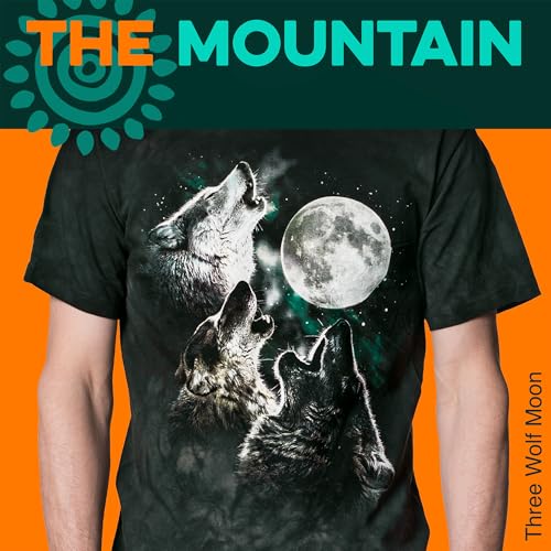 The Mountain Three Wolf Moon T-Shirt – Funny Graphic Tee, Howling Wolf Pack T Shirt | Wolves Print Shirts for Men, Green, 2X
