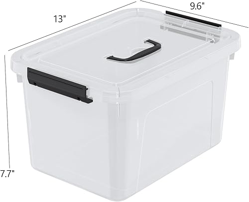 Miniatura 4 de EudokkyNA Contenedores de almacenamiento transparentes de 10 L con tapas cajas de plástico con pestillo juego de 6