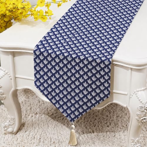 Image of COZY FURNISH Floral Printed Microfiber Cotton Table Runner for 6 Seater Dining Table & Runner with Tassels - 13x72 Inches Decorative Home Kitchen Table Linen
