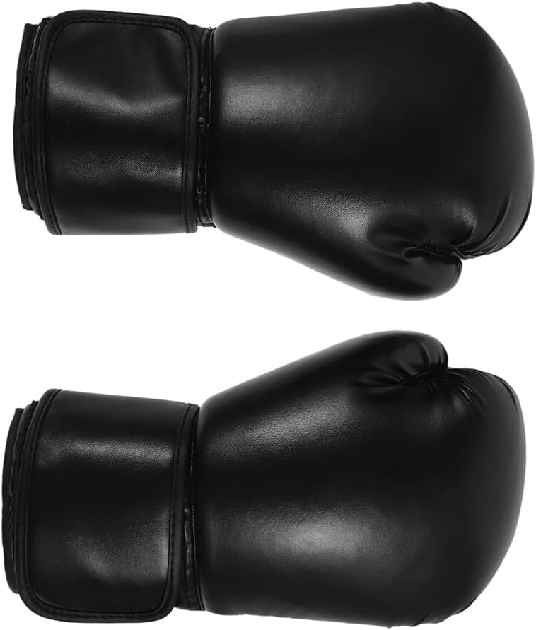 Boxing Gloves for Men, PU Training Sparring Gloves, Black 1 Pair