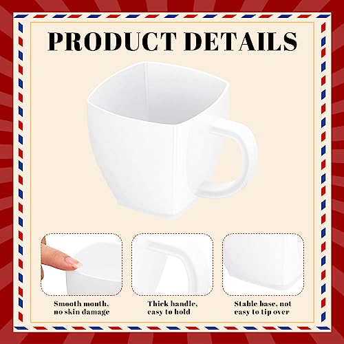 Amyhill 100 Pcs 5 oz Disposable Tea Cups Bulk with Handle Mini Hard Plastic Coffee Mug Square Disposable Espresso Cups for Tea Party Wedding Catering Dessert Sampling (White) by Amyhill - Image 3