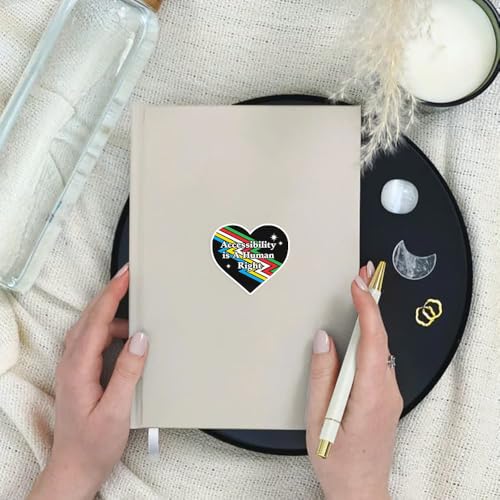 Image of SODAVA (3Pcs) Accessibility Sticker Pack, Disability Pride Vinyl Stickers, Inclusive Mental Health Advocacy Decals, Blue Heart Awareness Stickers for Laptop Water Bottle Journal, Waterproof