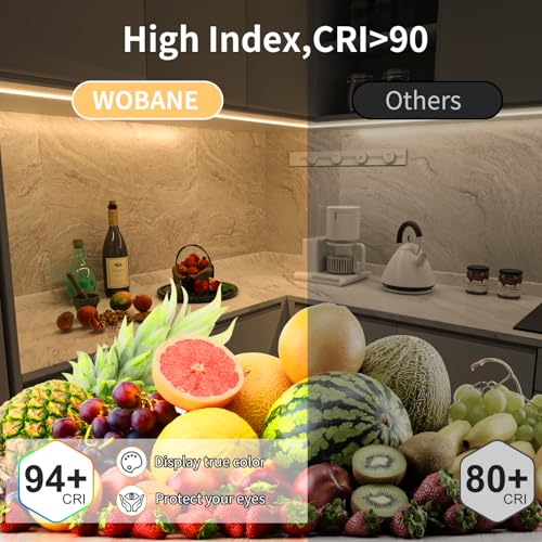 WOBANE 3m COB Dimmable LED Strip Light,960 LEDs,1500 Lumen,Super Bright 12V LED Tape Lights with Remote,Under Cabinet Lighting for Kitchen,Counter,Bedroom,Desk,Shelf,Sink,CRI90+,Adapter,4000K - Image 4