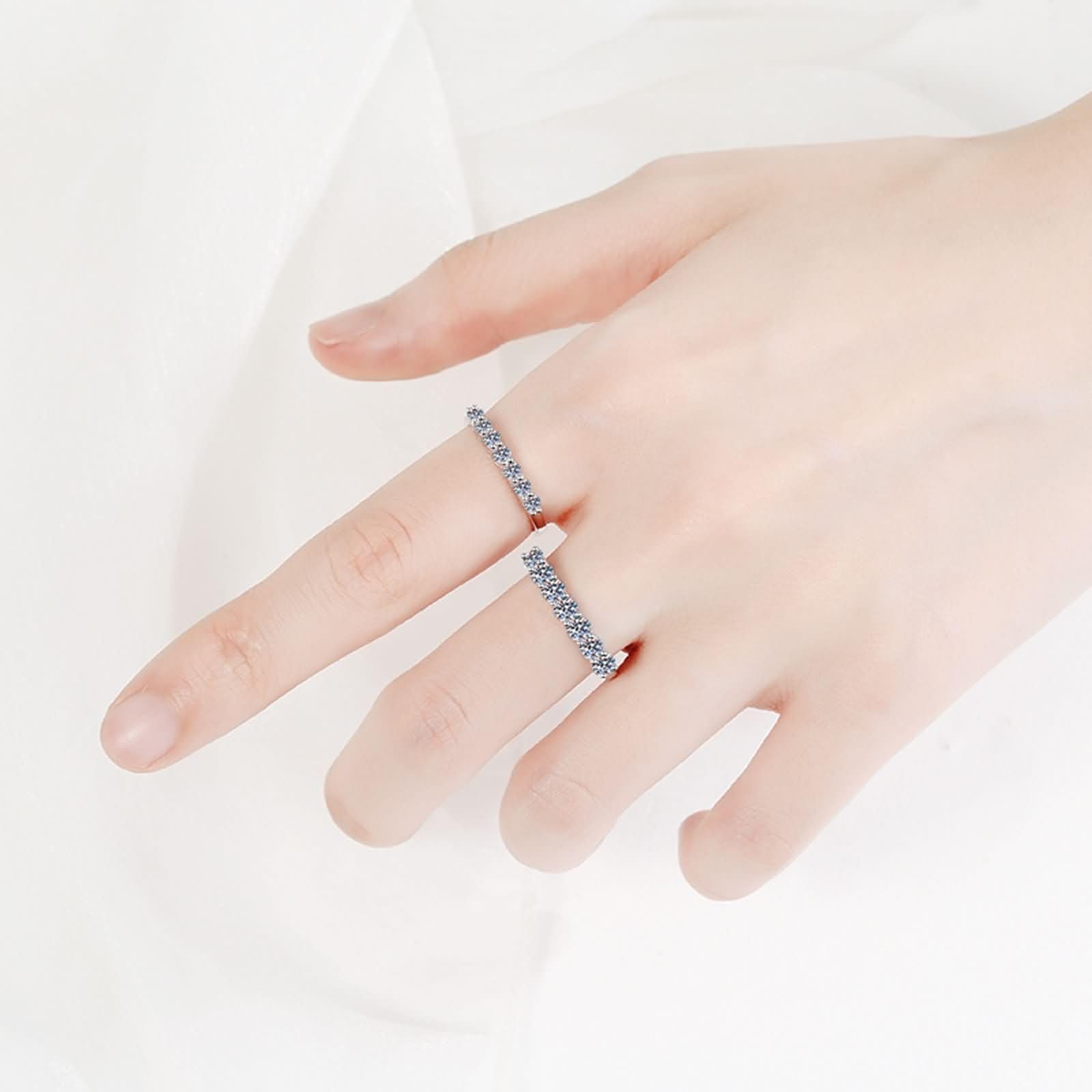 Pierścionki damskie białe złoto 375/585/750, okrągły syntetyczny diament 0,7 ct, srebrny pierścionek damski
