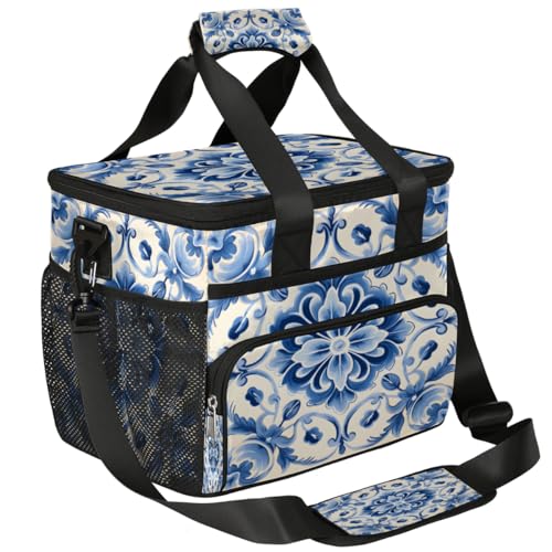 Abstract Flower Insulated Picnic Backpack Lunch Box for Women Men Picnic Basket Tote Lunch Bag Picnic Bag Portable Lunch Bags for Picnic, Beach, Work, Trip,Office, Camp Ethnic Mandala
