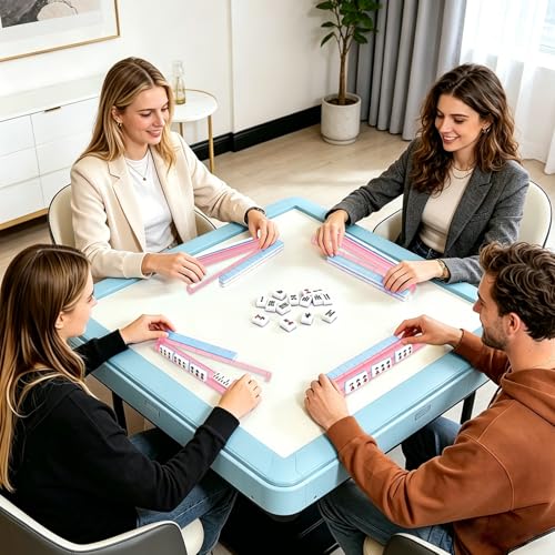 Juego de 4 racks de Mahjong acrílicos con purpurina plateada miniatura 6