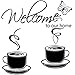 3 Calcomanías de Pared de Espejo Extraíble de Acrílico de Casa, Incluye 1 Pegatina Welcome to Our Home, 2 Pegatina de Té de Café Etiqueta de Vinilo de Taza de Café (Negro)